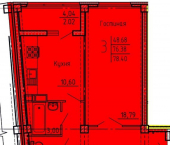 3-комн, 78 кв м, этаж 14/18 улица Генерала Глазунова, 6