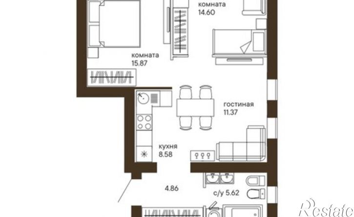 3-комн квартира в новом доме ул Тимирязева, 1,  д. 1