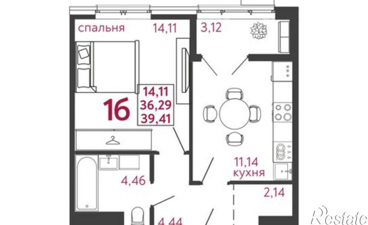 1-комн квартира в новом доме улица Антонова, 3Е