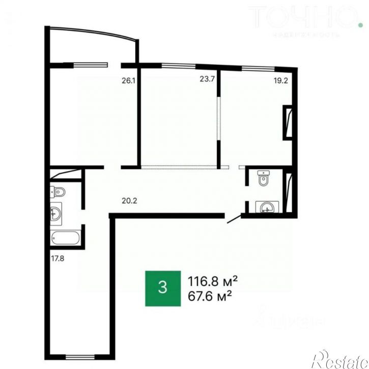 3-комн квартира ул Пушкина, 15,  д. 15