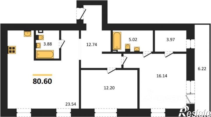3-комн квартира в новом доме ул Луначарского, 7,  д. 7