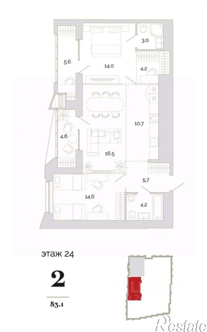 2-комн квартира в новом доме пр-д Свердлова 2-й, 4,  д. 4