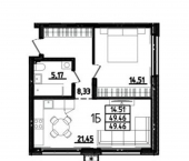 2-комн, 50кв м, этаж 2/17 ул Бутузова, 3 1