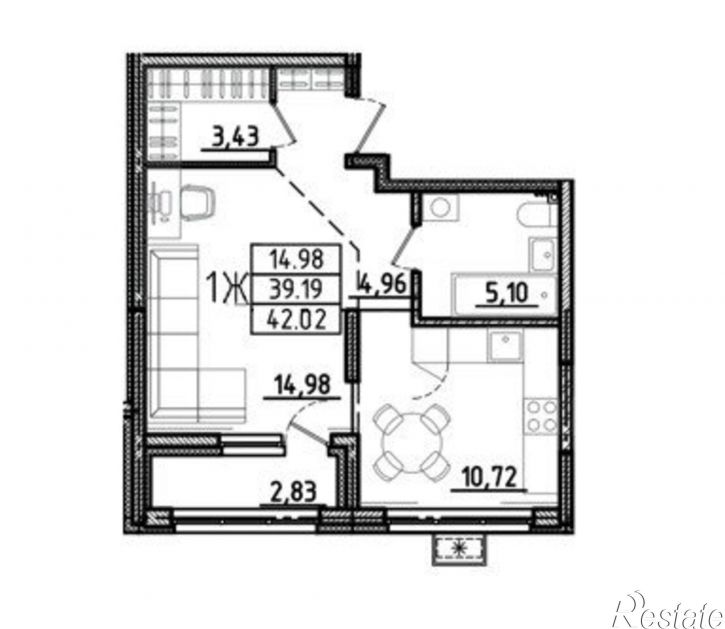 1-комн квартира ул Бутузова, 3 1,  д. 3 1,  к. 1