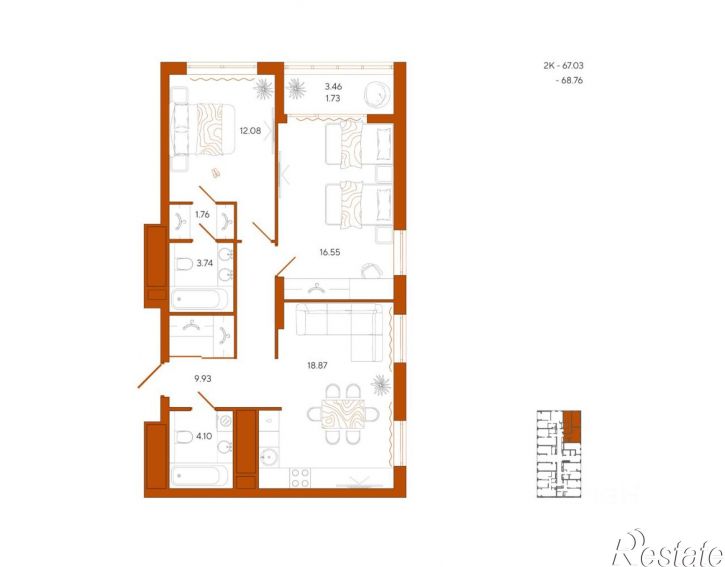 2-комн квартира в новом доме пр-д Литовский 2-й, 4,  д. 4