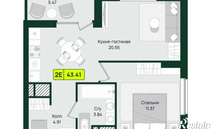 1-комн квартира в новом доме Первомайский район, микрорайон Тепличный, ЖК Притяжение