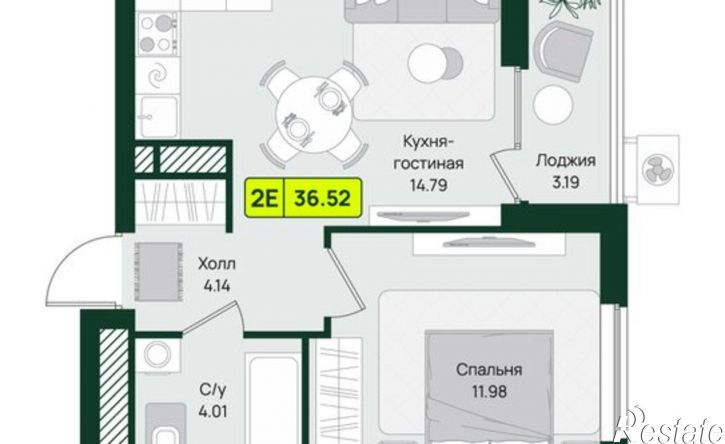 1-комн квартира в новом доме Первомайский район, микрорайон Тепличный, ЖК Притяжение