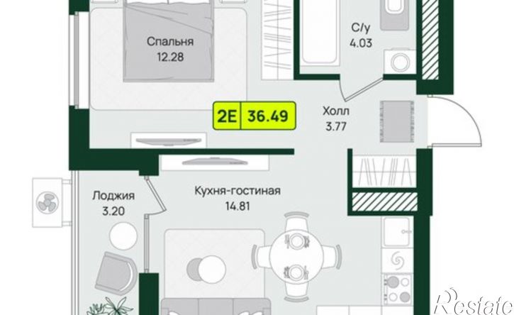 1-комн квартира в новом доме Первомайский район, микрорайон Тепличный, ЖК Притяжение