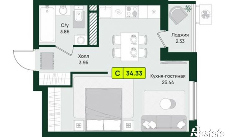 1-комн квартира в новом доме Первомайский район, микрорайон Тепличный, ЖК Притяжение