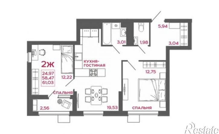 2-комн квартира ул Баталина, 32 5,  д. 32 5,  к. 5