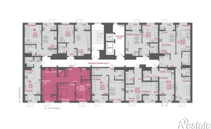 2-комн квартира ул Баталина, 32 5,  д. 32 5,  к. 5