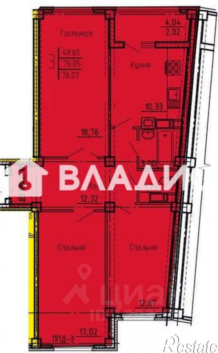 3-комн квартира ул Генерала Глазунова, 4,  д. 4