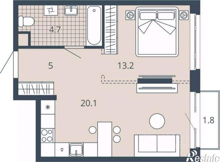 1-комн квартира в новом доме ул Карпинского, 2,  д. 2