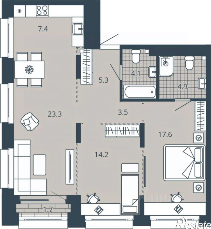 2-комн квартира в новом доме ул Карпинского, 2,  д. 2