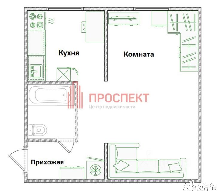 1-комн квартира ул Островского, 4,  д. 4