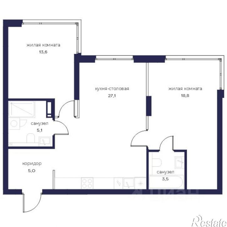 2-комн квартира в новом доме ул Богданова, 33Б,  д. 33Б