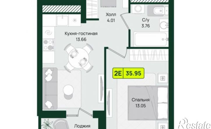 1-комн квартира в новом доме Первомайский район, микрорайон Тепличный, ЖК Притяжение