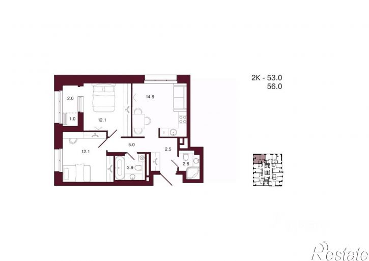 2-комн квартира в новом доме ул Суворова, 139,  д. 139