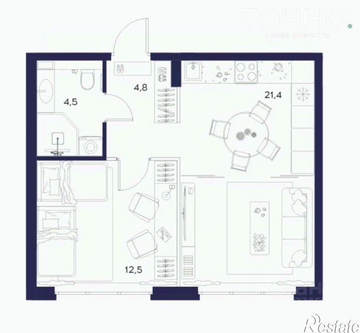 1-комн квартира в новом доме ул Богданова, 33Б,  д. 33Б