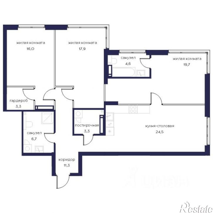 3-комн квартира в новом доме ул Богданова, 33Б,  д. 33Б