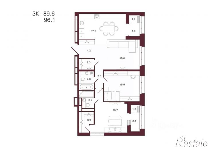 3-комн квартира в новом доме ул Суворова, 139,  д. 139
