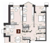3-комн, 99 кв м, этаж 2/18 ул Ворошилова, 14