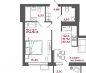 2-комн, 49 кв м, этаж 7/22 ул Антонова, 3Е