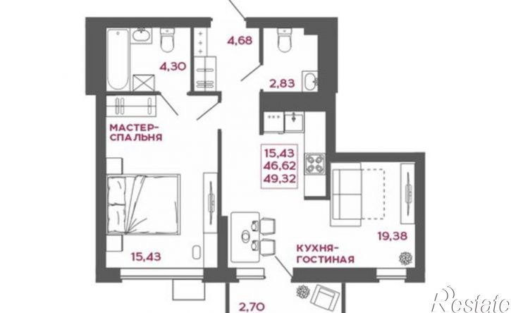 2-комн квартира в новом доме ул Антонова, 3Е,  д. 3Е