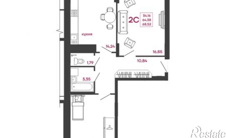 2-комн квартира ул Богданова, 34,  д. 34