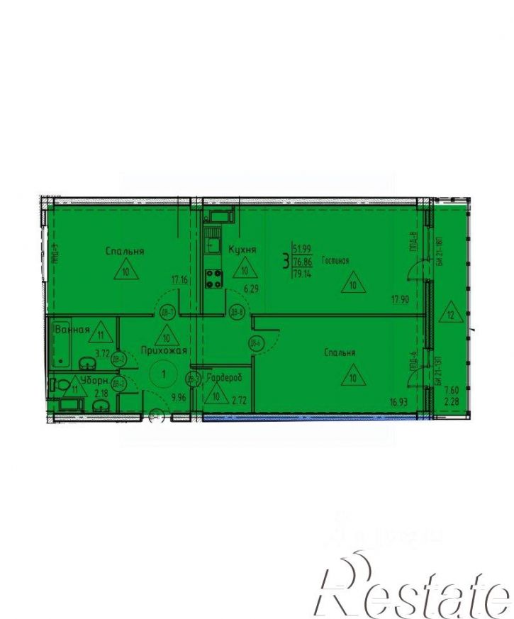 3-комн квартира в новом доме улица Генерала Глазунова, 11,  д. 11